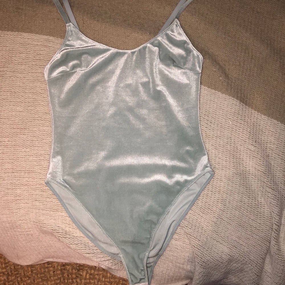 Sage green velvet Tank Top bodysuit